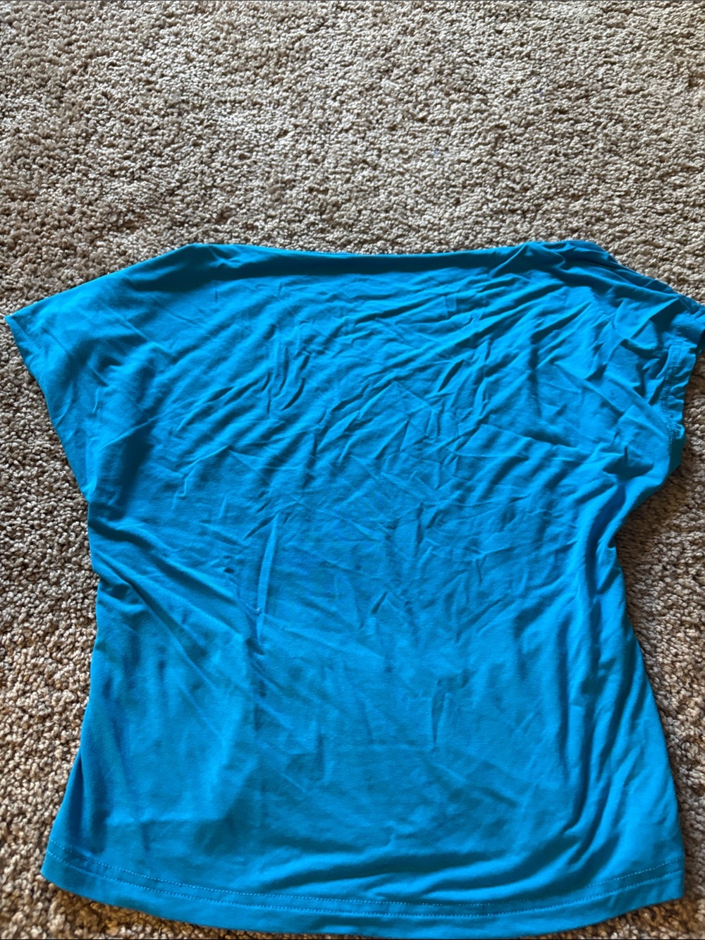 Women’s Bright Teal Short Sleeve Crewneck Open Back Top